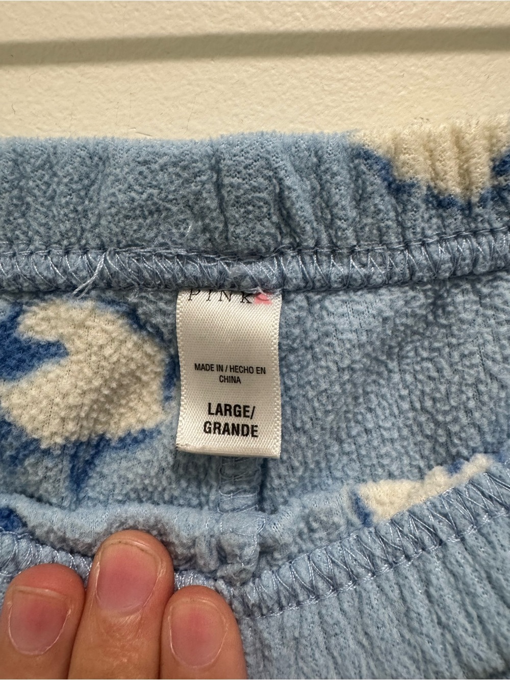 Y2K PINK Victoria’s Secret Blue Sheep Fleece Pajama Set Size Large - Picture 7 of 16